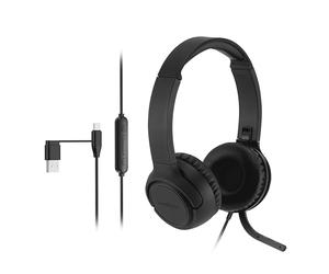 Kensington H950 USB-C®/USB-A On-Ear Headset, Environmental Noise-Cancelling Boom Microphone for Clear Calls, Plug-and-Play Windows/Mac/PC/Mobile, Black, K97469WW