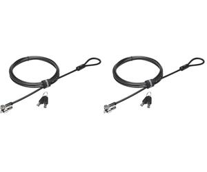 Kensington K65020EU - Microsaver 2.0 Padlock with Key for Laptop with Cable Made of Steel and Carbon, 10 mm Heavy Duty Head and T-Bar Technology on the Lock, 1.8 m Length, Gray (Pack of 2)