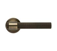Kensington Knurled Lever On Rose Door Handle - Antique Brass - Pair - Designer Levers