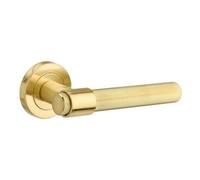 Kensington Knurled Lever On Rose Door Handle - Brushed Brass - Pair - Designer Levers