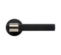 Kensington Knurled Lever On Rose Door Handle - Satin Nickel/matte Black - Pair - Designer Levers