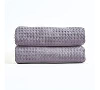 Kensington Luxury 100% Recycled Cotton Lilac Waffle Throw Blanket Pack of 2, 120x150cm Eco-Friendly, Soft, Breathable, Lightweight Sofa & Bed Blanket Machine Washable