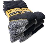Kensington Mens Heavy Duty Black 81% Cotton Work Boot Socks 6 Pack UK 6-11