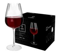 Argon Tableware Kensington Optic Crystal Red Wine Glasses 640ml - Pack of 24, Lead-Free Crystal Art Deco Wine Glass Set, Tulip Bowl with Optic Design, Durable Pulled Stem, Gift Boxed Glassware