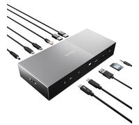 Kensington SD5000T5 EQ Thunderbolt 5 Docking Station, Triple Monitor 8K/4K, SD & Micro SD Card Readers, 140W Power Delivery, 3 x Thunderbolt 5 ports, Ethernet & USB-A 3.2 Gen2 - Space Grey (K35201EU)