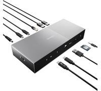 Kensington SD5000T5 EQ Thunderbolt 5 Docking Station, Triple Monitor 8K/4K, SD & Micro SD Card Readers, 140W Power Delivery, 3 x Thunderbolt 5 ports, Ethernet & USB-A 3.2 Gen2 - Space Grey (K35201EU)
