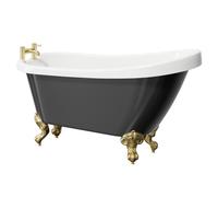Kensington Single Ended Freestanding Slipper Bath with Brushed Brass Claw Feet | Black | Acrylic | 1550mm x 720mm