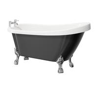 Kensington Single Ended Freestanding Slipper Bath with Polished Chrome Tiger Feet | Black | Acrylic | 1550mm x 720mm