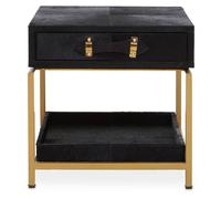 Kensington Townhouse Bedside Table - 1 Drawer - Black Faux Fur