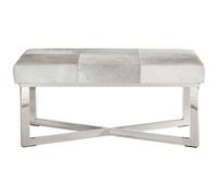 Kensington Townhouse Bench - Grey Leather with Silver Metal