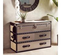 Kensington Townhouse Cabinet - 3 Drawer - Black and White Leather