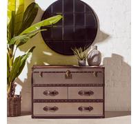 Kensington Townhouse Cabinet - 3 Drawer - Brown and White Leather