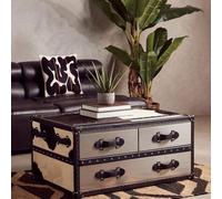 Kensington Townhouse Coffee Table - 3 Drawer - Black and White Leather
