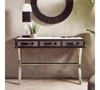 Kensington Townhouse Console Table - 3 Drawer - Black and White Leather