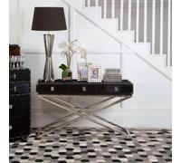 Kensington Townhouse Console Table - 3 Drawer - Black Faux Fur