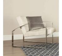 Kensington Townhouse Lounge Chair - Beige Leather with Silver Metal