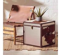 Kensington Townhouse Storage Trunk - Set of 2 - Brown and White Leather