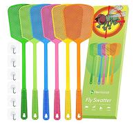 Kensizer 6-Pack Plastic Fly Swatters Heavy Duty, Multi Pack Matamoscas, Jumbo Long Handle Fly Swat Shatter Bulk, Large Bug Swatter That Work for Indoor and Outdoor