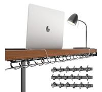 Kenson 3 Pack Rib Under Desk Cable Management - Black Wire Hider Cable Organizer with Adhesive Stripe for Easy Installation - Desk Cord Organizer and Cable Management Tray for a Clutter-Free Workspace