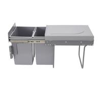 KenSyuInt Kitchen Bin, Pull Out Kitchen Bin, Sliding Kitchen Recycle Waste Bin, Double Bin Recycling System, Under Counter Kitchen Waste Bin with 40L Capacity for Cupboard Organisation and Home Use