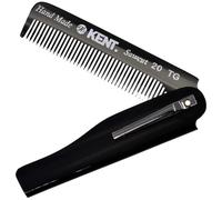 Kent 20T Folding Pocket Comb Handmade Black Graphite for Men, Fine Tooth Comb for Daily Hair Care, Beard or Moustache, Dry Use or with Balms, Saw Cutting,