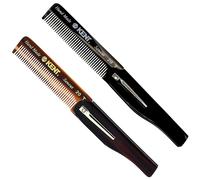 Kent 20T Handmade Folding Pocket Comb for Men Fine Tooth Hair Comb Straightener for Everyday Grooming Styling Hair Beard or Mustache Use Dry or wit