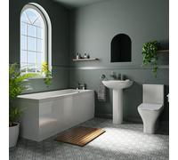 Kent Basin and 1700mm Straight Single Ended Bathroom Suite including Taps and Wastes | Gloss White | ABS Polished Chrome | 545mm