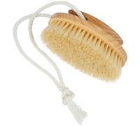Kent Brushes Compact Natural White Bristle Shower/Exfoliating Brush Oval Beechwood Handle