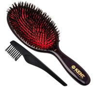 Kent CSFL Classic Shine Large Oval Cushion Straightening Brush and Hair Detangler - Natural Black Boar Bristle Hair Brush - Shine Hair Brush and Scalp