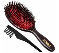 Kent CSFM Classic Shine Large Oval Cushion Straightening Brush and Hair Detangler - Natural Black Boar Bristle Hair Brush - Shine Hair Brush and Scalp