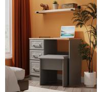 Kent Ready Assembled Matt Grey Light Oak Effect 3 Drawer Medium Dressing Table (H)795mm (W)930mm (D)415mm