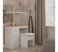 Kent Ready Assembled Matt White Light Oak Effect 3 Drawer Medium Dressing Table (H)795mm (W)930mm (D)415mm