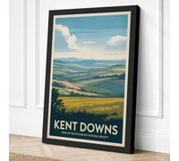 Kent Downs Landscape Vintage Canvas Wall Art Print 18x12 Inch (46 x 30 cm)