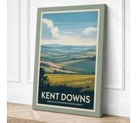 Kent Downs Landscape Vintage Canvas Wall Art Print 18x12 Inch (46 x 30 cm)