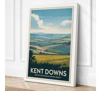 Kent Downs Landscape Vintage Canvas Wall Art Print 30x20 Inch (76 x 51 cm)