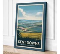 Kent Downs Landscape Vintage Canvas Wall Art Print 30x20 Inch (76 x 51 cm)