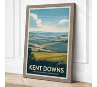 Kent Downs Landscape Vintage Canvas Wall Art Print 36x24 Inch (91 x 61 cm)
