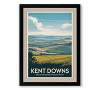 Kent Downs Landscape Vintage Framed Wall Art Print A3 (42×29.7cm) Black, Wall Decor for Living Room, Bedroom, Office & Home, Ready to Hang, Art Gift