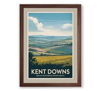 Kent Downs Landscape Vintage Framed Wall Art Print A3 (42×29.7cm) Walnut, Wall Decor for Living Room, Bedroom, Office & Home, Ready to Hang, Art Gift
