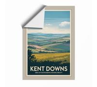 Kent Downs Landscape Vintage Unframed Wall Art Print A3 (42×29.7cm), Wall Decor for Living Room, Bedroom, Office & Home, Art Gift