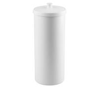 iDesign Kent Freestanding Toilet Roll Holder, Plastic Toilet Paper Holder with Lid, Essential Toilet Paper Storage, White, 16.002 x 16.002 x 39.37 cm