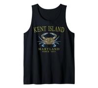 Kent Island Maryland Crab Town Since 1631 Olive Letters Tank Top