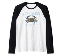 Kent Island Maryland Crab Town Since 1631 Pale Blue Letters Raglan Baseball Tee