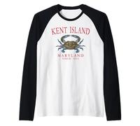 Kent Island Maryland Crab Town Since 1631 Red Letters Raglan Baseball Tee