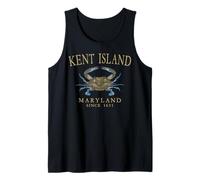 Kent Island Maryland Crab Town Since 1631 Retro Tan Letters Tank Top