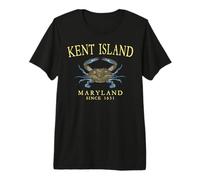 Kent Island Maryland Crab Town Since 1631 Yellow Letters Premium T-Shirt