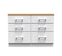 Kent Large Chest of Drawers White & Oak 6 Drawers 110cm