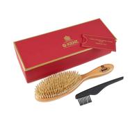 Kent LHS5 Satinwood Wire-Laid Pure White Boar Bristle Oval Hair Brush in a Silk Lined Presentation Case for Daily Grooming Medium To Long Thick Hair a