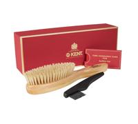 Kent LHS9 Satinwood Pure White Wire-Laid Natural Boar Bristle Oval Hairbrush in a Silk Lined Presentation Case for Daily Grooming Medium Thickness Hai