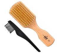 Kent OG4 Rectangular Beachwood Gentlemen's Hair Brush and Facial Brush for Beard Care - Exfoliating Natural Boar Bristle Brush for Mens Grooming Hair